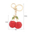 Korean Style Rhinestone Cherry Alloy Keychain Pendant