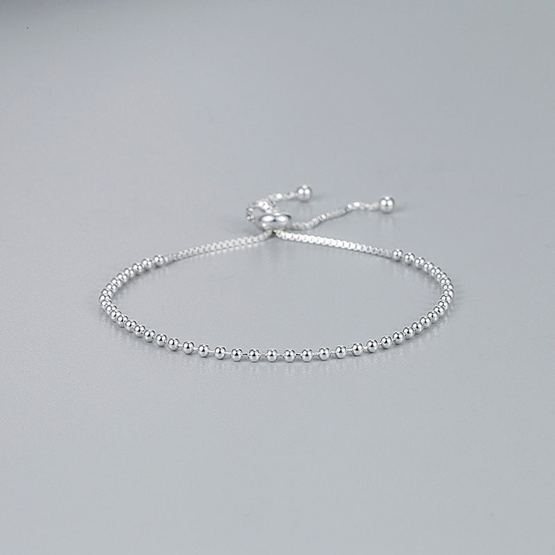 Korean Style Geometric S925 Sterling Silver Adjustable Bead Bracelet