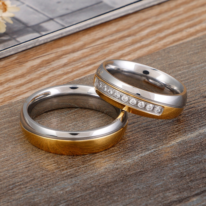 Korean Minimalist Geometric Titanium Steel Couple Rings