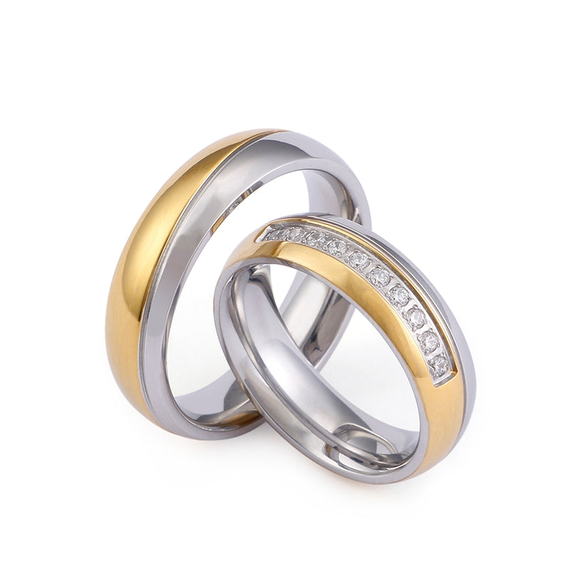 Korean Minimalist Geometric Titanium Steel Couple Rings