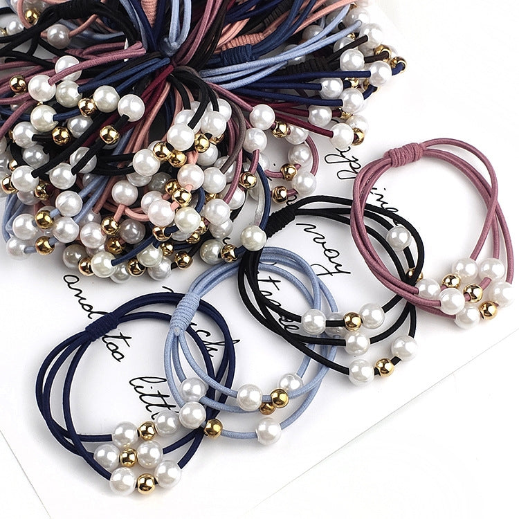 Korean Style Pearl Knotted Hair Band - High Elasticity Handmade Hair Rope