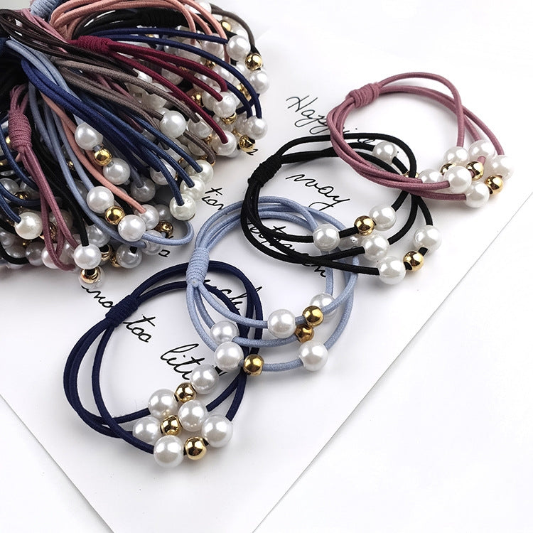 Korean Style Pearl Knotted Hair Band - High Elasticity Handmade Hair Rope