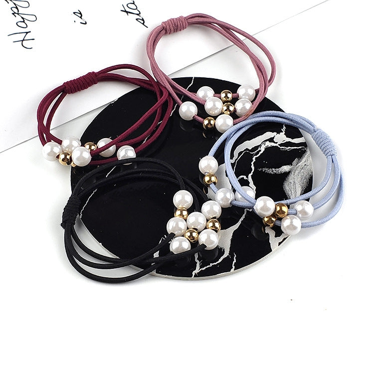 Korean Style Pearl Knotted Hair Band - High Elasticity Handmade Hair Rope