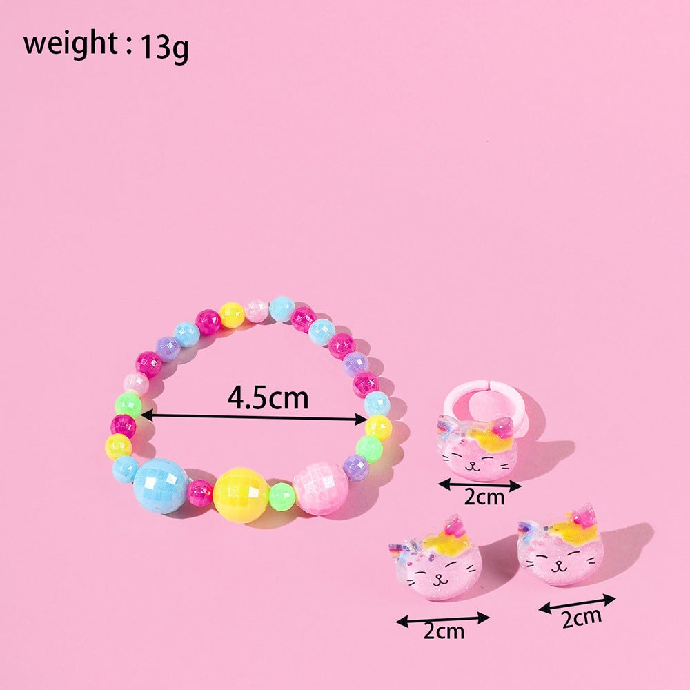 Korean Style/korean Style Cat Plastic No Inlaid Ball Bead Chain Suit