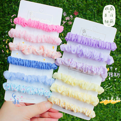 Korean Sweet Elastic Hair Band Set - Ins Style Rubber Bands for Girls