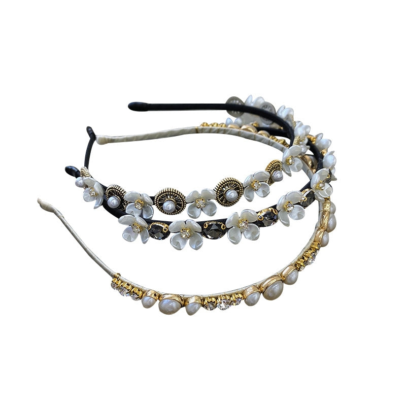 Korean Pearl Flower Rhinestone Headband