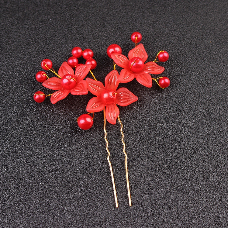 Korean Bridal Frosted Flower Pearl Hairpin Comb Hair Accessories