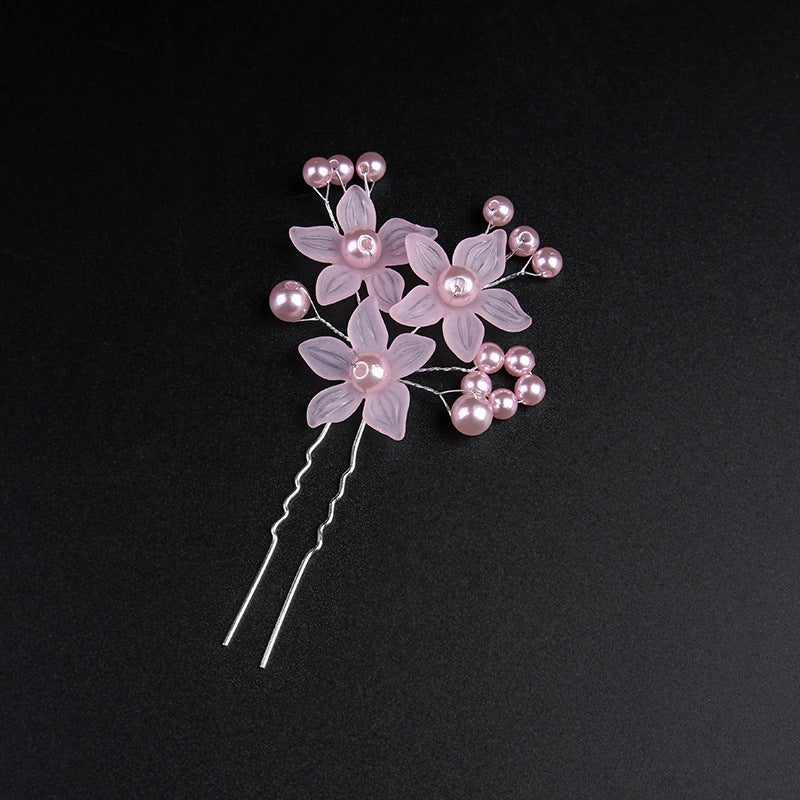 Korean Bridal Frosted Flower Pearl Hairpin Comb Hair Accessories