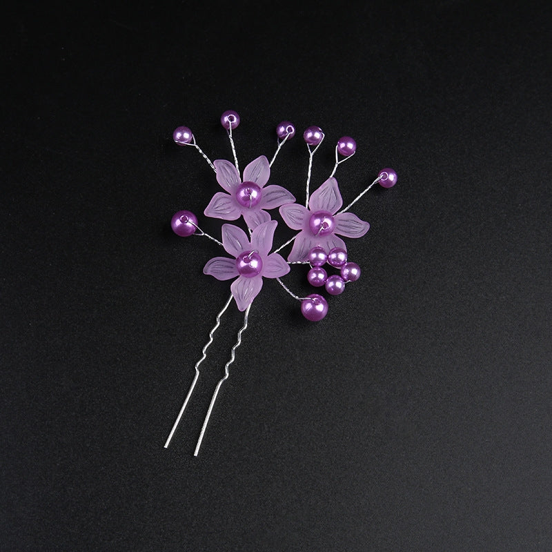 Korean Bridal Frosted Flower Pearl Hairpin Comb Hair Accessories