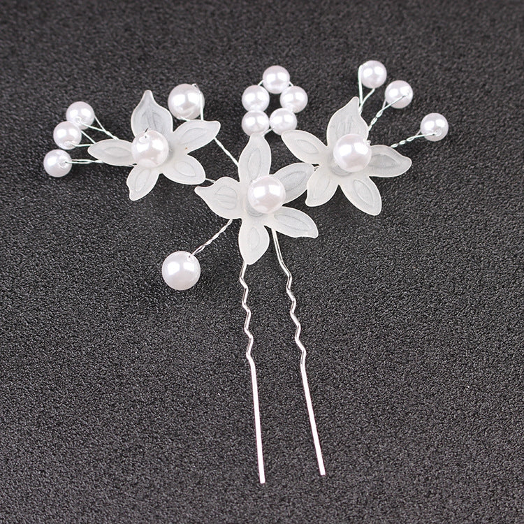 Korean Bridal Frosted Flower Pearl Hairpin Comb Hair Accessories