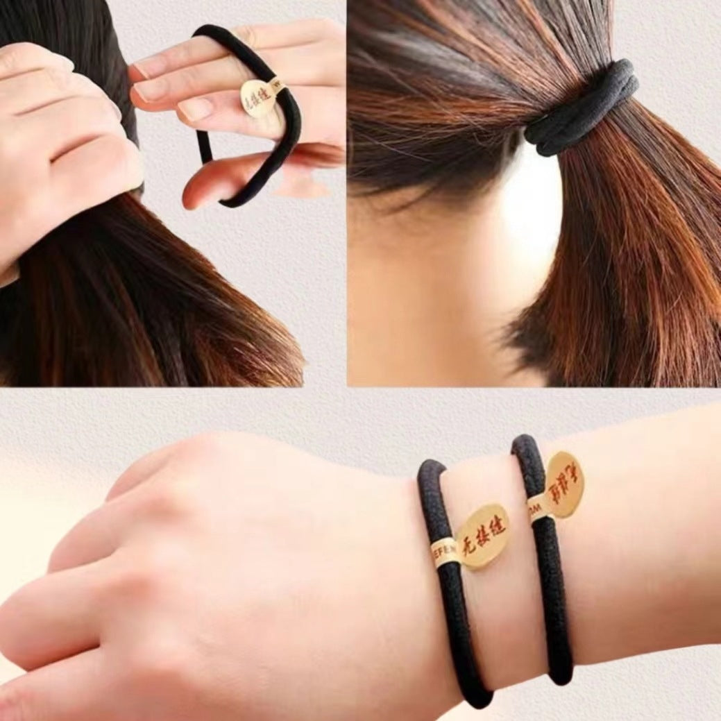 Korean Style Black Elastic Nylon Headband and Hair Tie Set