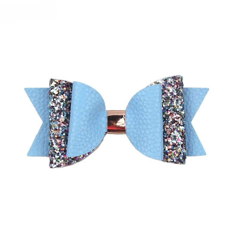 Korean Multi-Layer Leather Bow Hair Clip - Candy Color Cartoon Children's Accessory