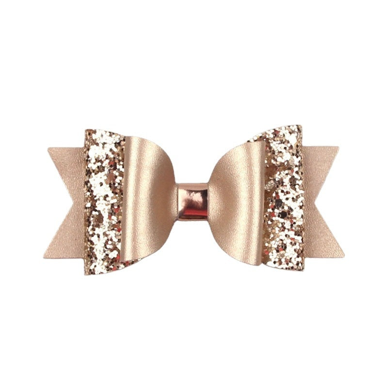 Korean Multi-Layer Leather Bow Hair Clip - Candy Color Cartoon Children's Accessory