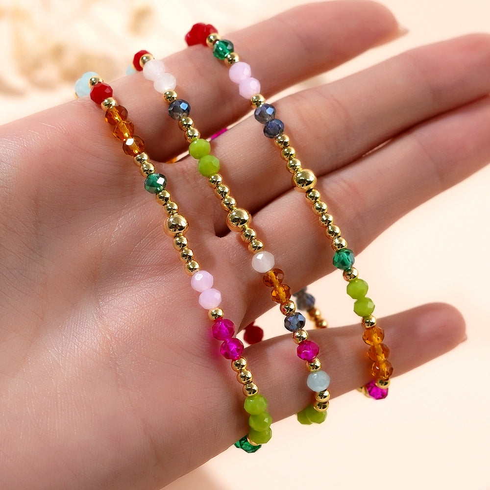 Bohemian Geometric Heart Crystal Beaded Bracelet Set