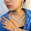 Elegant Bridal Jewelry Set: White Gold Plated Necklace, Earrings, Bracelet & Ring with Artificial Gemstones