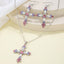 Bohemian Chic Cross Pendant Necklace and Earrings Set