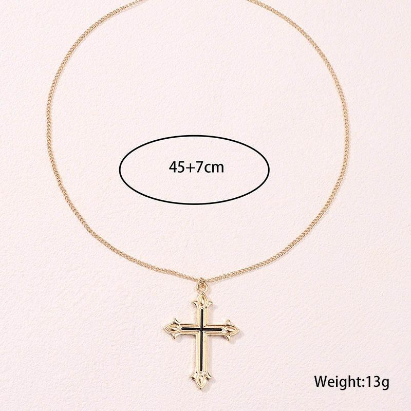 Elegant Enamel Cross Pendant Necklace for Women