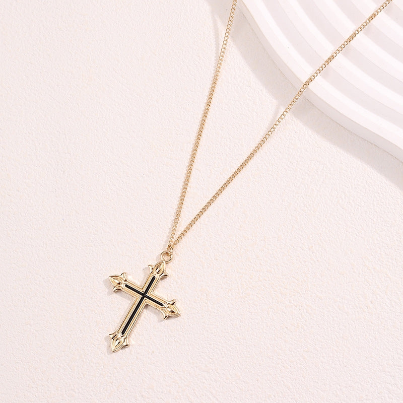 Elegant Enamel Cross Pendant Necklace for Women