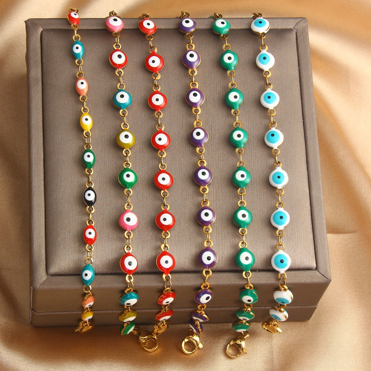 Lady Devil's Eye Adjustable Colorful Vintage Stainless Steel Bracelet