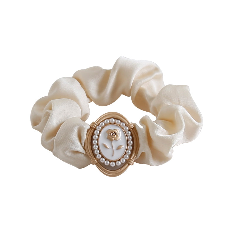 Elegant Satin Rose Hair Tie - French Inspired Floral Hair Accessory