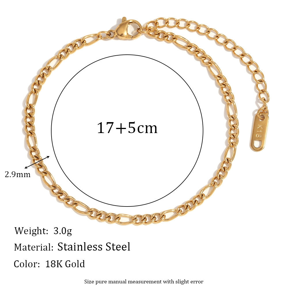 Geometric Figaro Chain 18k Gold Plated Stainless Steel Bracelet for Women