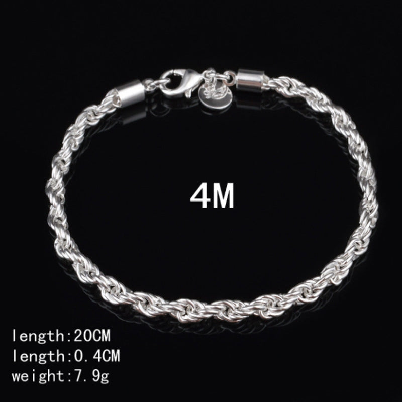 Geometric Alloy & Silver-Plated Twist Hemp Rope Bracelet