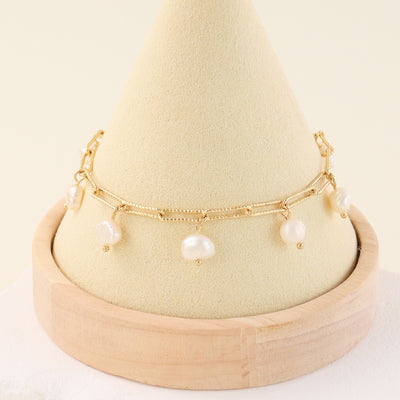 Geometric Freshwater Pearl Necklace and Bracelet Set