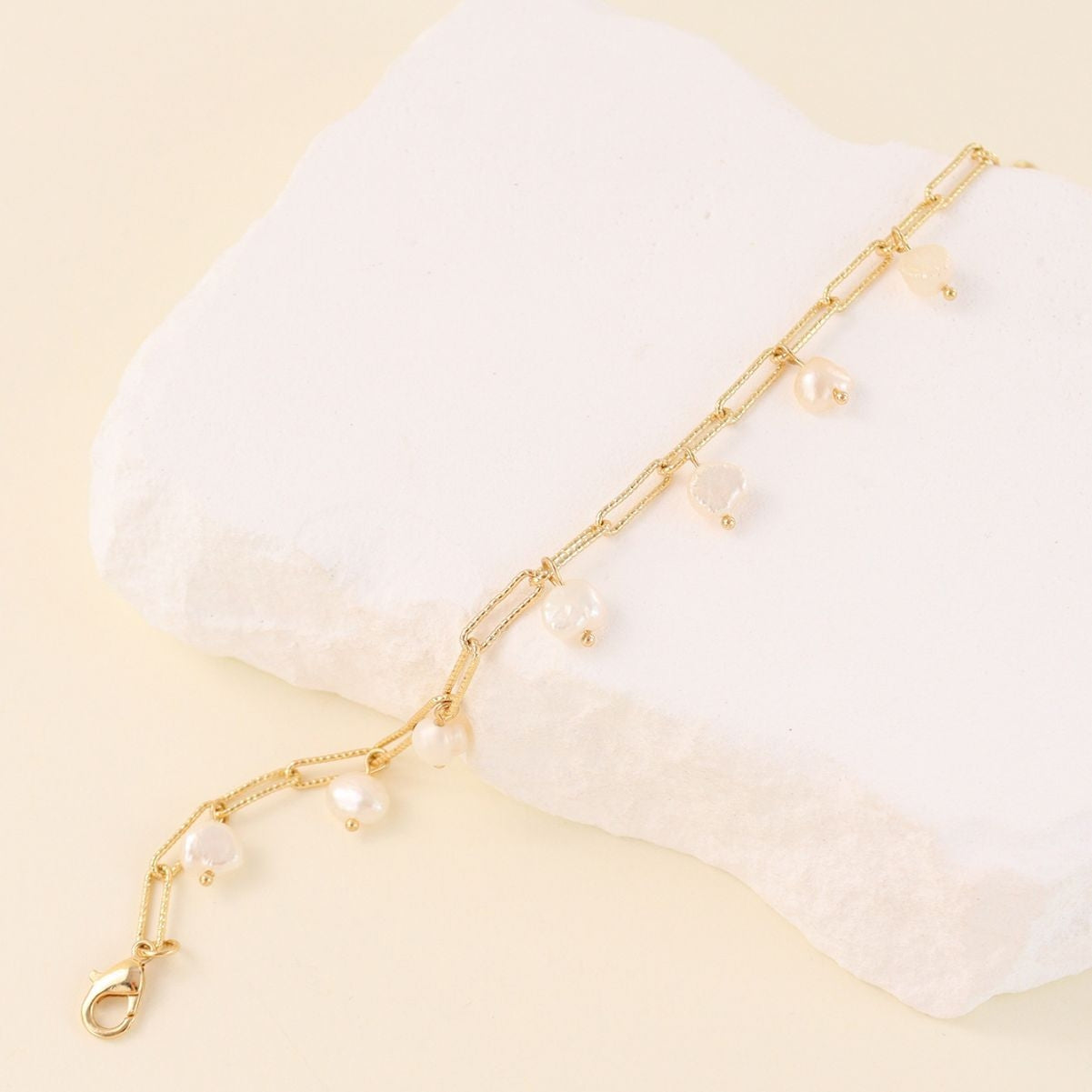 Geometric Freshwater Pearl Necklace and Bracelet Set