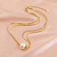 Geometric Imitation Pearl Titanium Steel Layered Necklace for Women