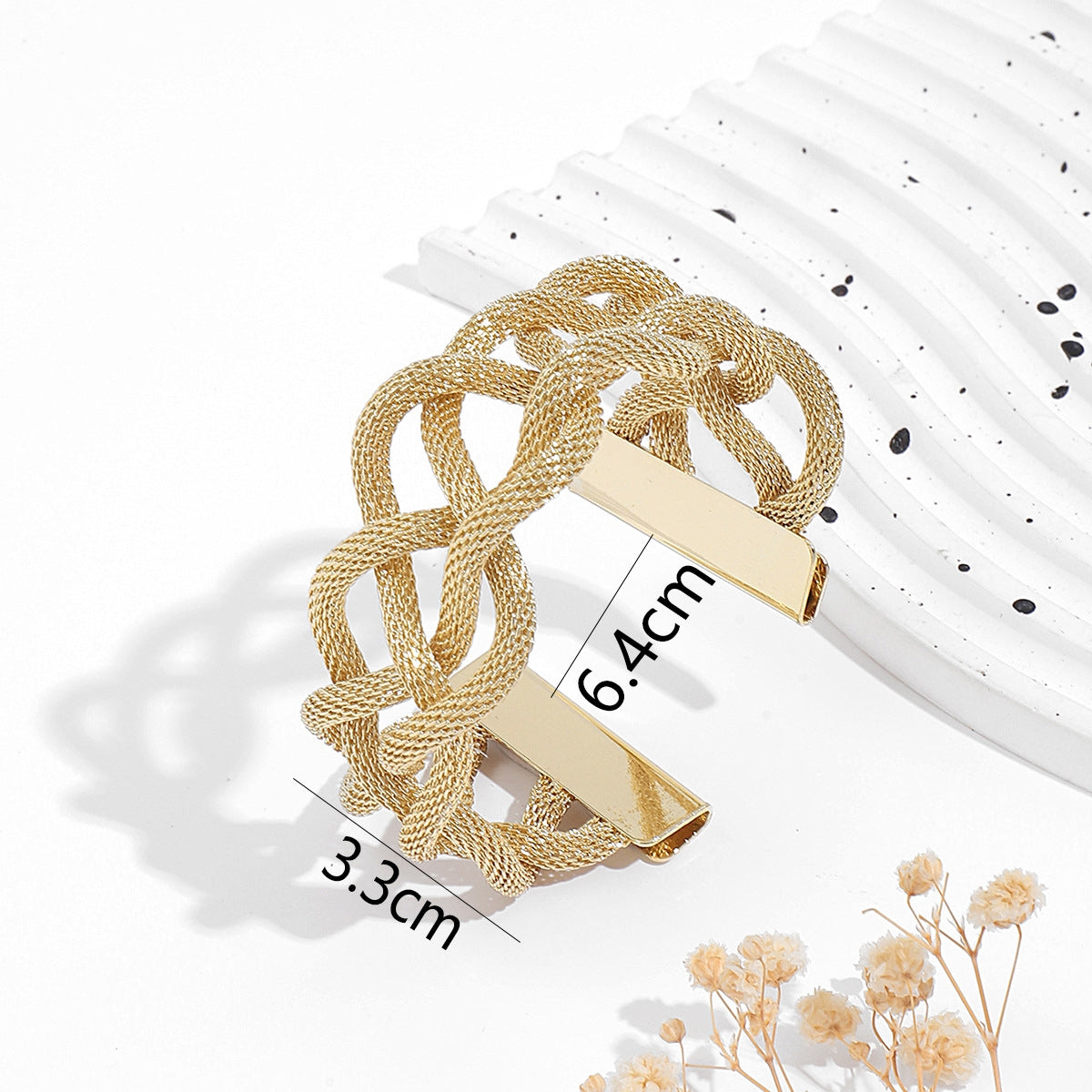 Geometric Metal Wide Bracelet - European & American Style Openwork Adjustable Women's Cuff