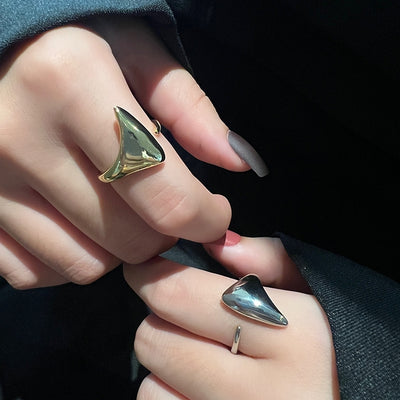 Geometric Silver Plated Open Ring - Minimalist Fashion Statement Jewelry