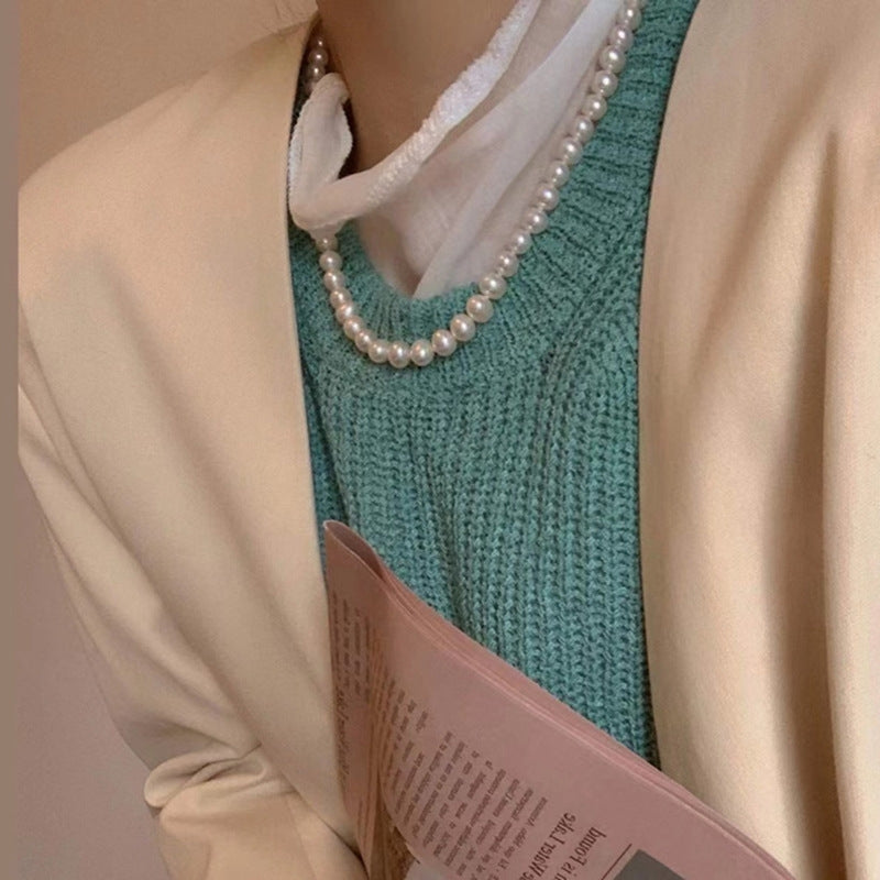 Geometric Shell Pearl Necklace for Women - Minimalist Fashion Clavicle Chain