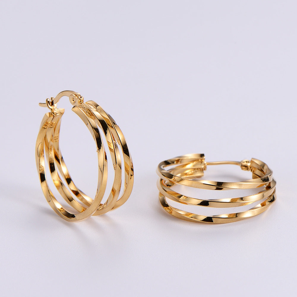 Elegant Heart Gold Stainless Steel 18K Plated Irregular Hoop Earrings for Women