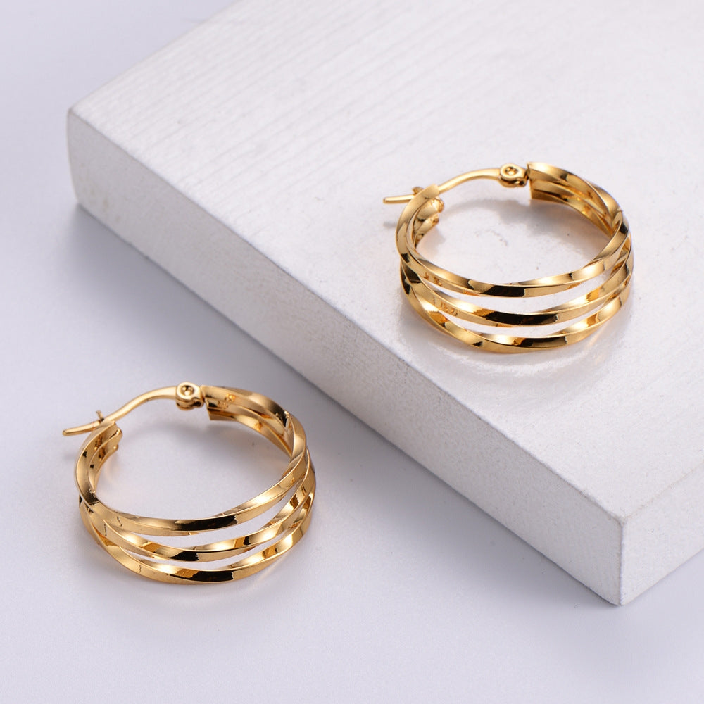 Elegant Heart Gold Stainless Steel 18K Plated Irregular Hoop Earrings for Women