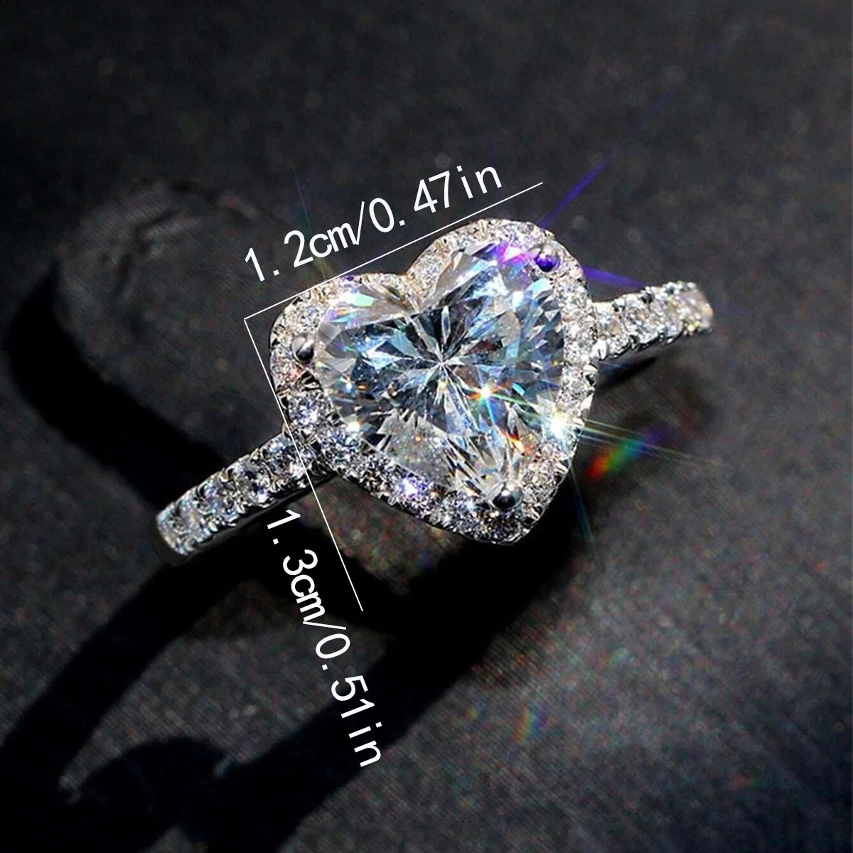 Heart Shape Zircon Silver Plated Women's Ring