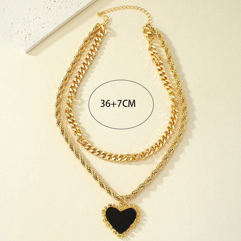 Heart Shape Double Layer Pendant Necklace for Women