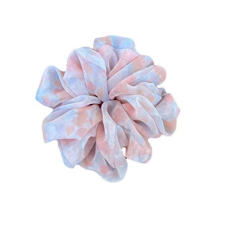 Floral Gauze & Tie-Dye Mesh Hair Scrunchie Set