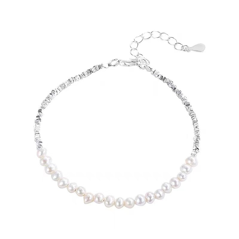 Elegant Pearl Sterling Silver Beaded Bracelet - Women's Luxury Design