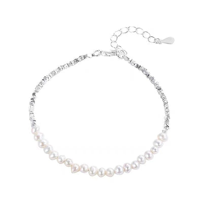 Elegant Pearl Sterling Silver Beaded Bracelet - Women's Luxury Design