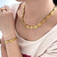 Lady Rectangle Stainless Steel Chain Bracelet and Necklace Set