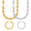 Lady Rectangle Stainless Steel Chain Bracelet and Necklace Set