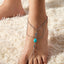 Lady's Sexy Oval Copper Inlay Turquoise Anklet - Bohemian Vintage Style Women's Jewelry