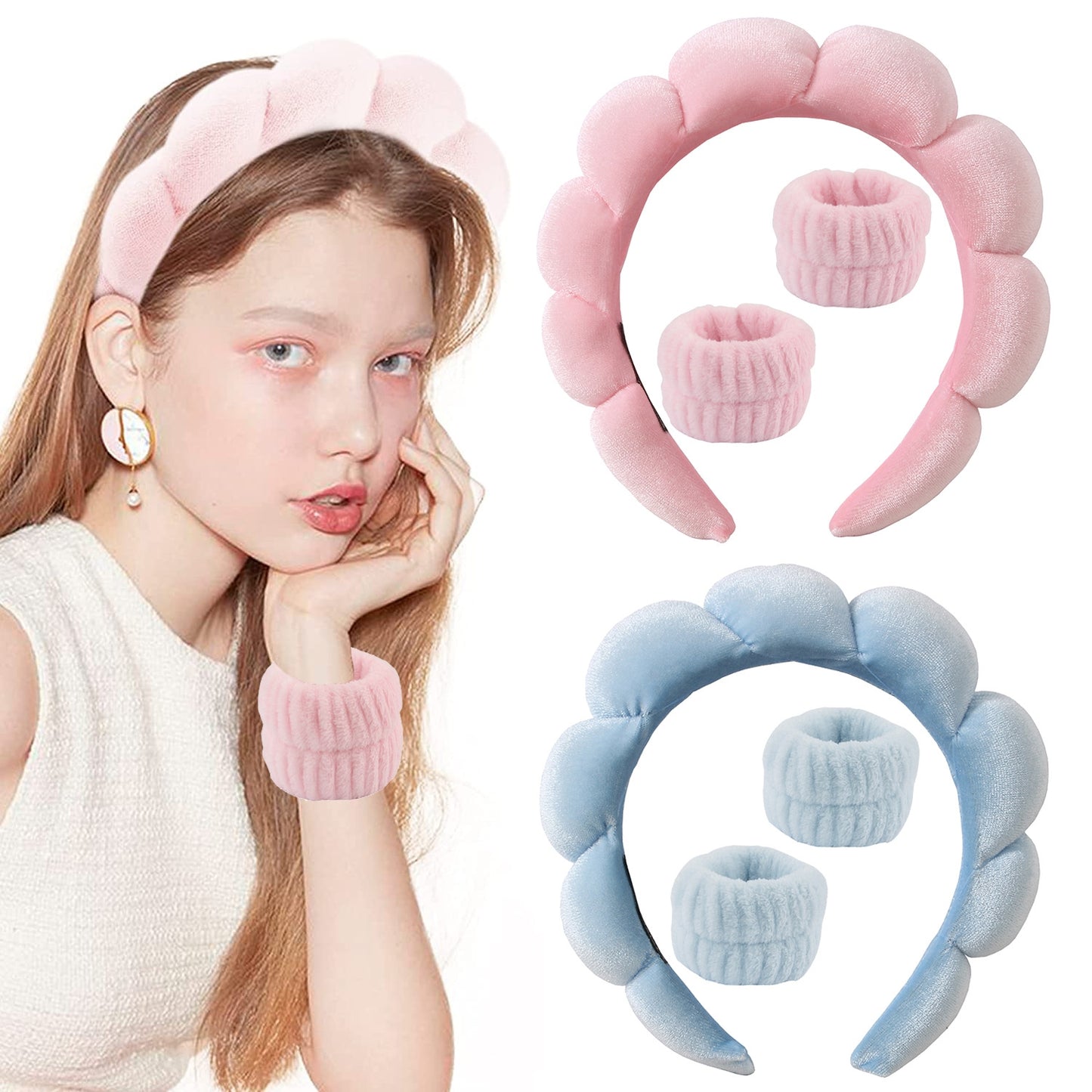 Women's Solid Color Handmade Hair Bands - Terry Cloth Twist Headbands, 2-3 Pieces Set