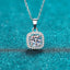 Sterling Silver Square Moissanite Zircon Pendant Necklace for Women