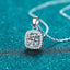 Sterling Silver Square Moissanite Zircon Pendant Necklace for Women