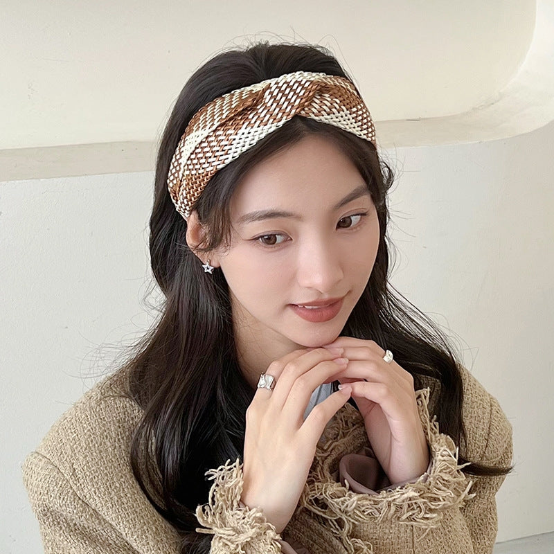 Lady Streetwear Color Block Braided Hair Band