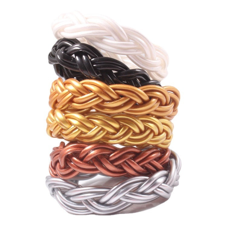 Women's Streetwear Solid Color Silicone Braided Wristband Bracelet