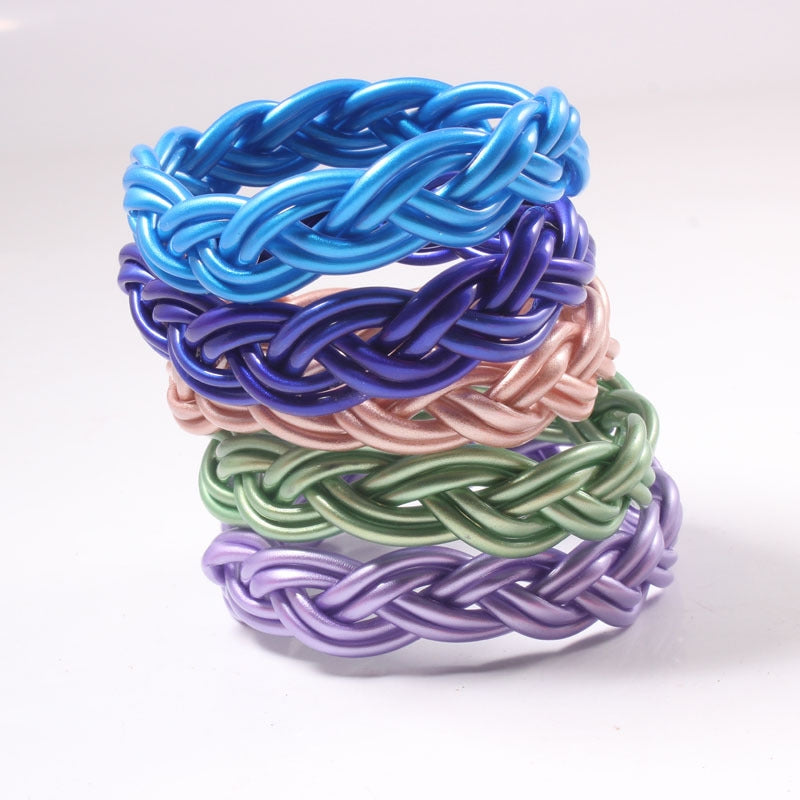 Women's Streetwear Solid Color Silicone Braided Wristband Bracelet