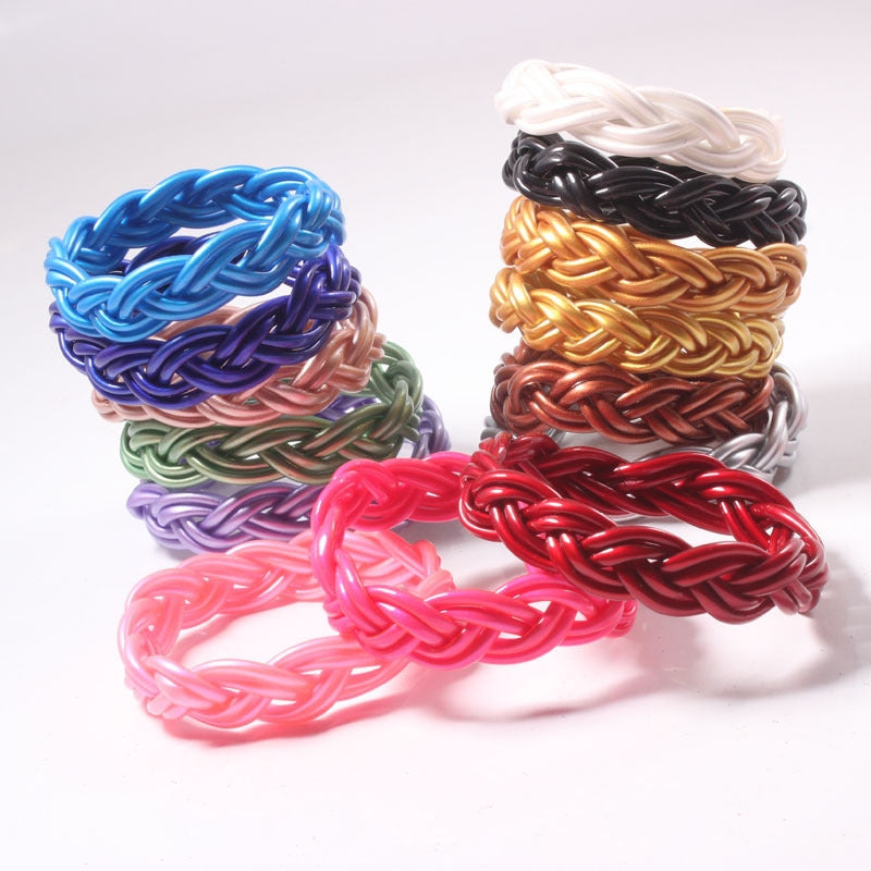 Women's Streetwear Solid Color Silicone Braided Wristband Bracelet