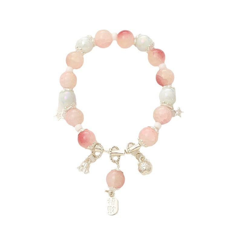 Lady Sweet Classic Pentagram Bell Crystal Alloy Moonstone Bracelets for Women